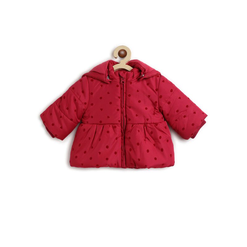 Girls Dark Pink Jacket with Detachable Hood image number null